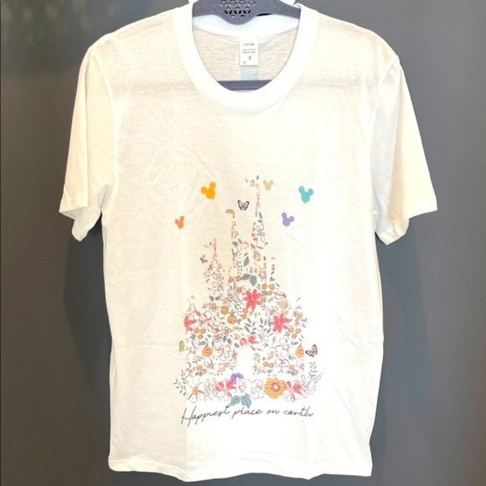 Disney Mickey‎ Butterfly Floral Cinderella's Castle Women's T Shirt Small